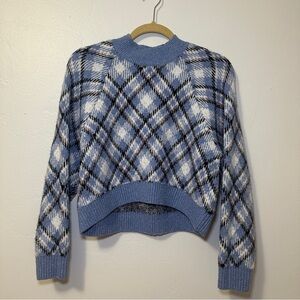 Express Blue and White Plaid Women's Sweater